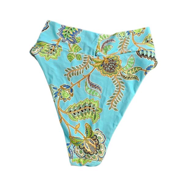 Aerie Crossover Waist High Cut Cheeky Bikini Bottoms, Tropical, Resort, Size S - Picture 5 of 5